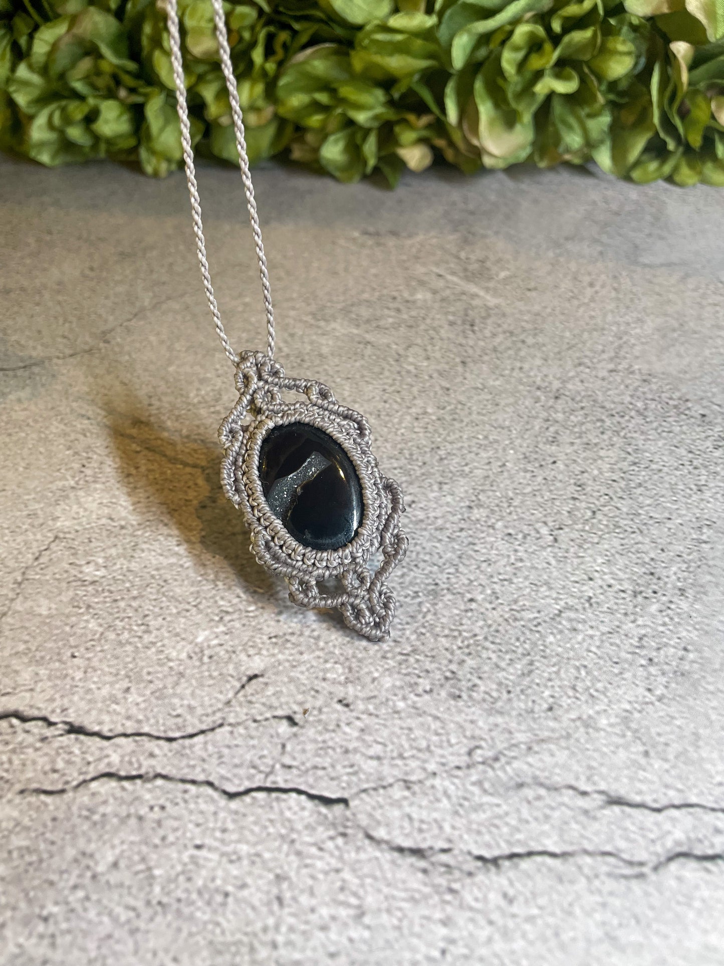 Destiny | Druzy Onyx Macrame Necklace