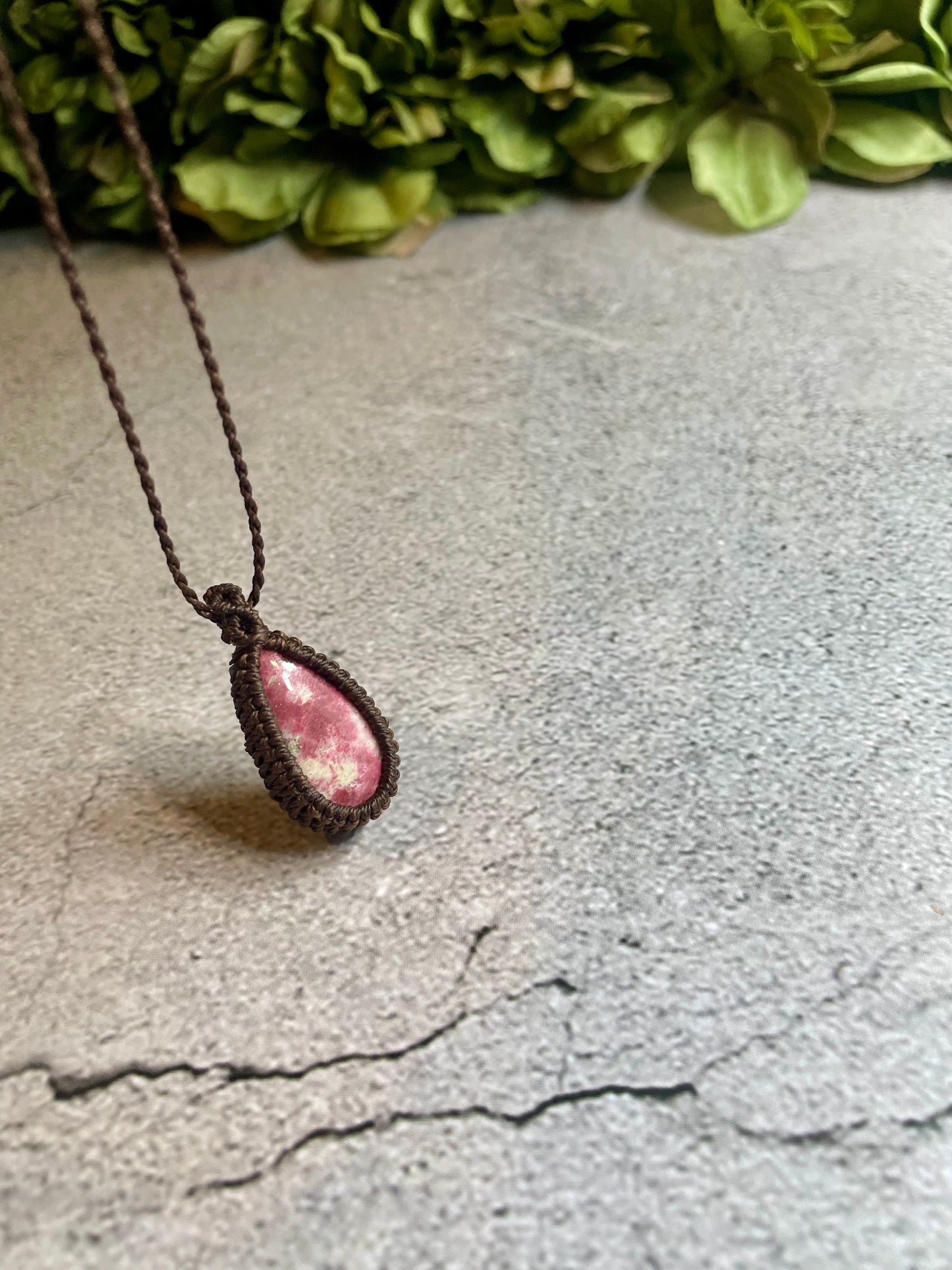 Wild Petal | Thulite Macrame Necklace
