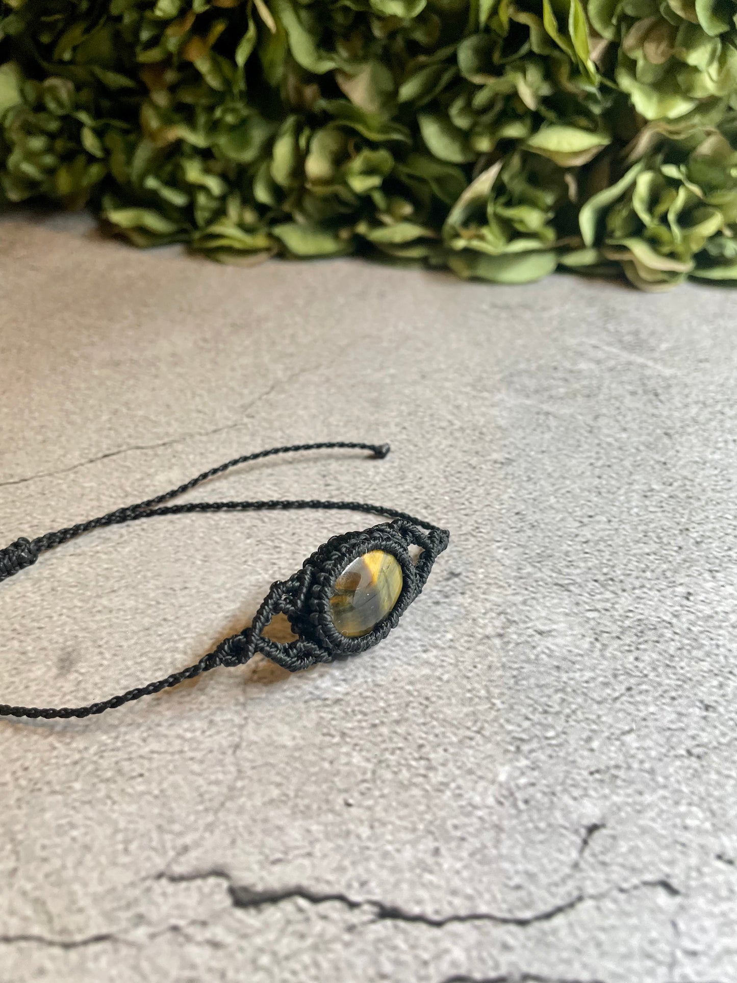 Black Bark | Tiger's Eye Macrame Bracelet