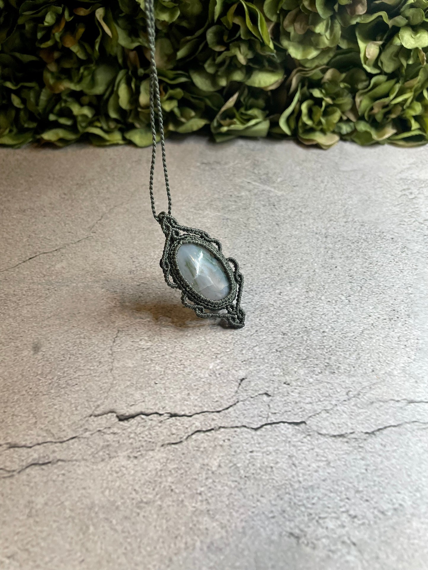 Fern | Moss Agate Macrame Necklace