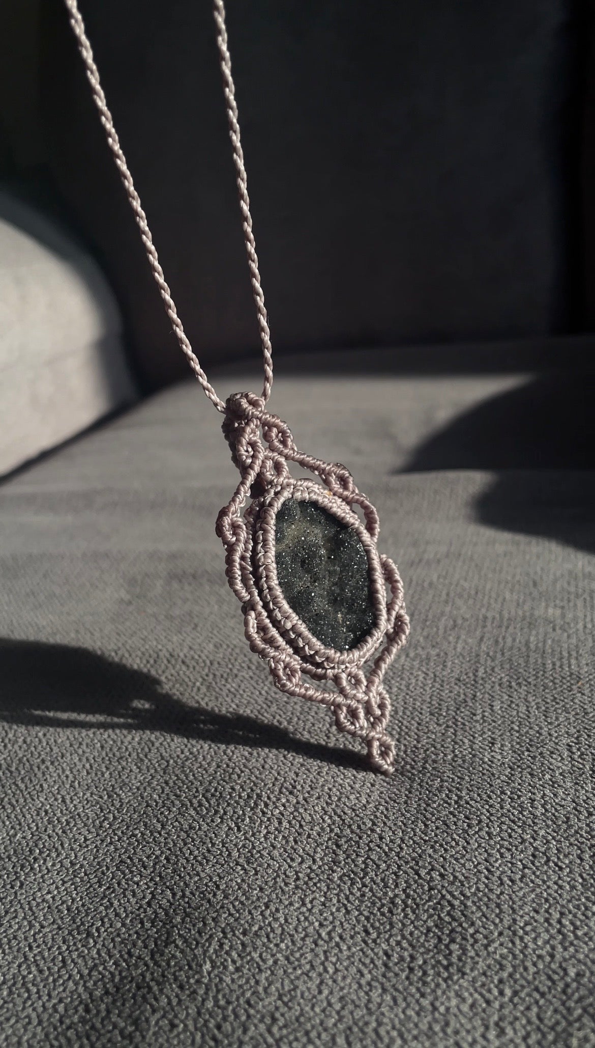 Selah | Gray Amethyst Macrame Necklace