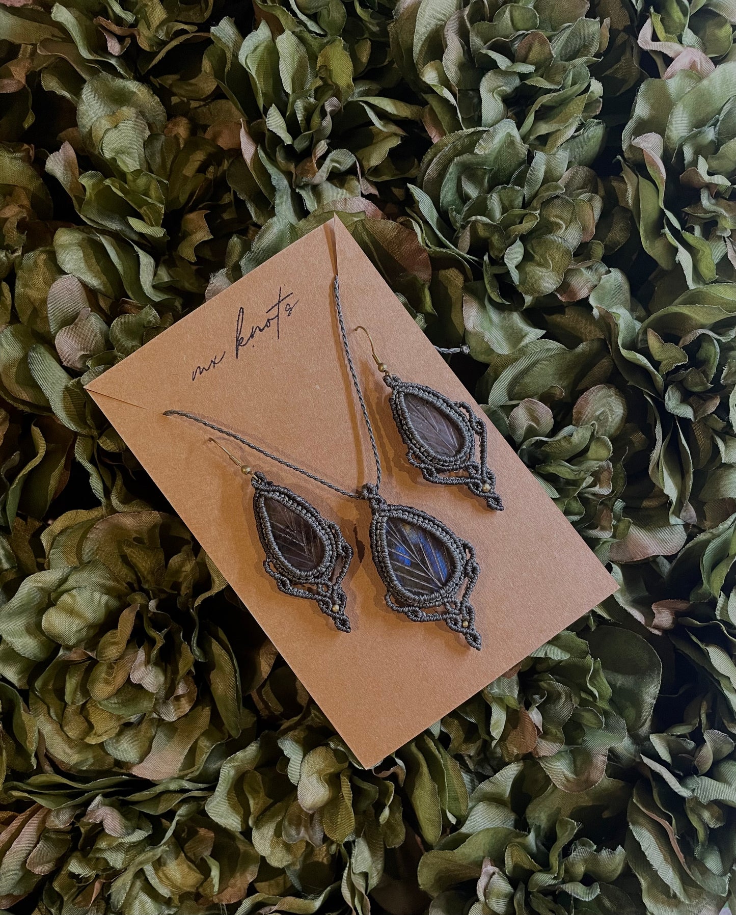 Sylvara Set | Labradorite Macrame Necklace & Earrings