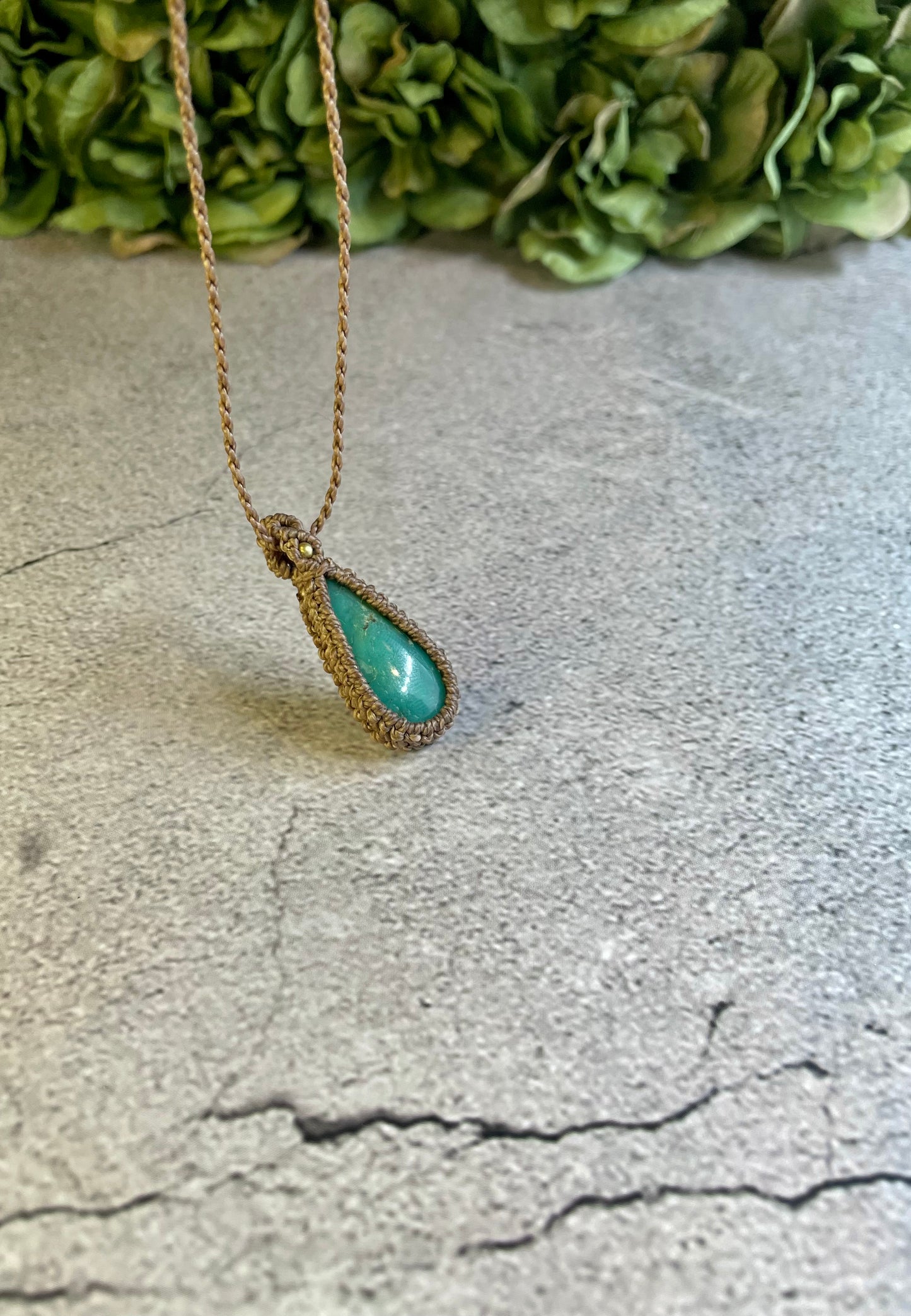 Riverstone | Chrysoprase Macrame Necklace