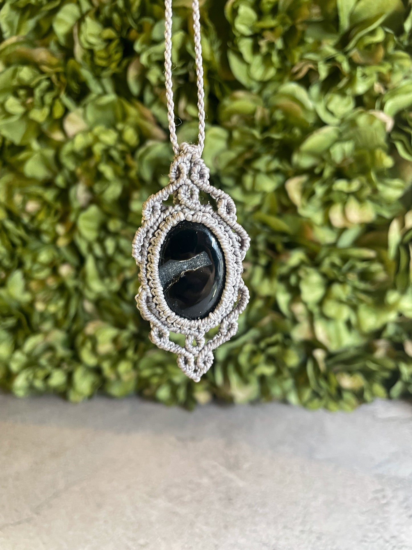 Destiny | Druzy Onyx Macrame Necklace