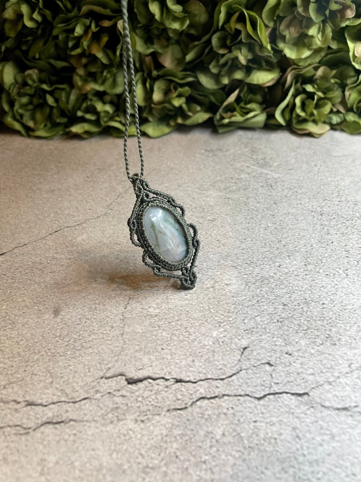 Fern | Moss Agate Macrame Necklace
