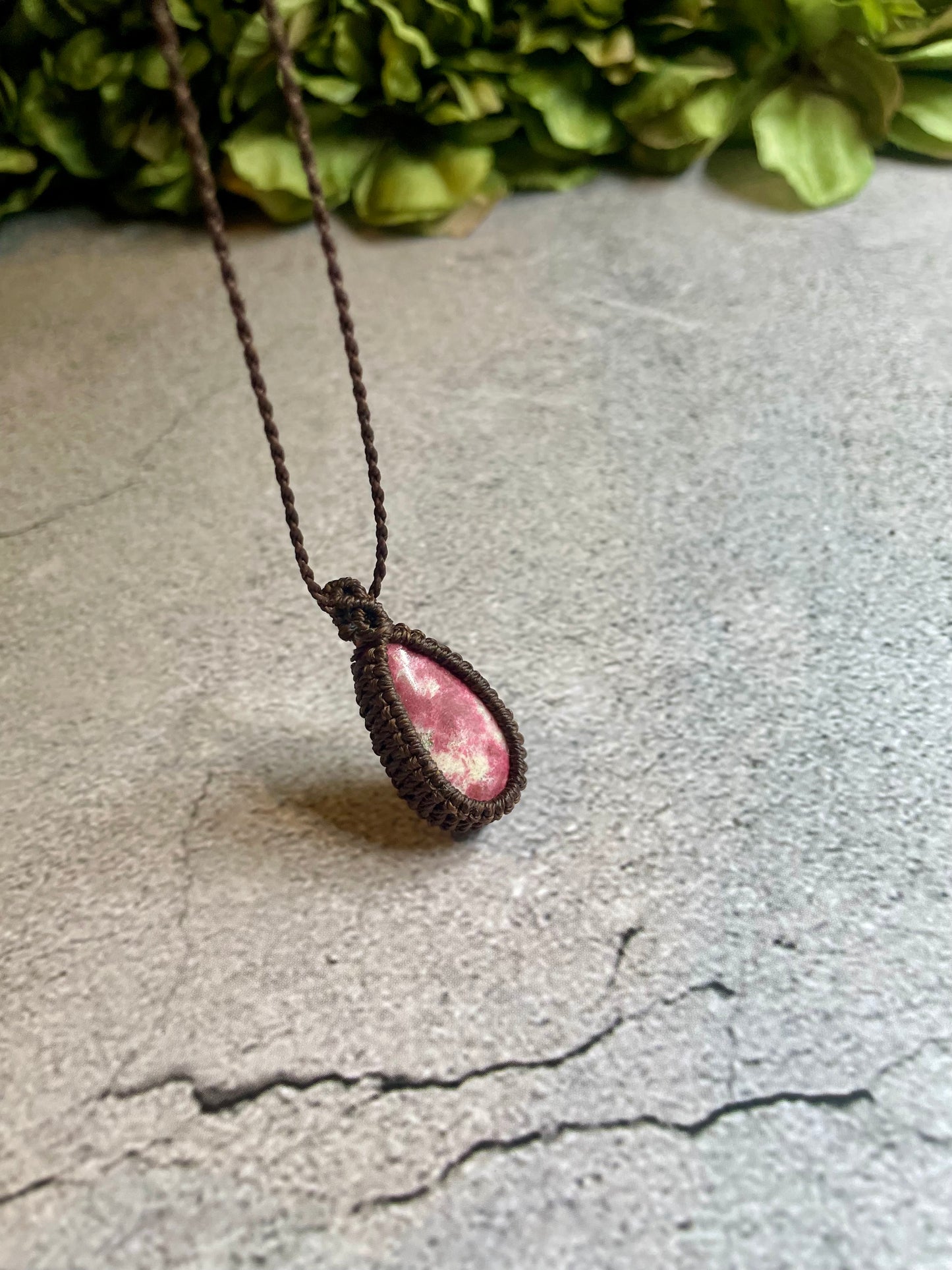 Wild Petal | Thulite Macrame Necklace