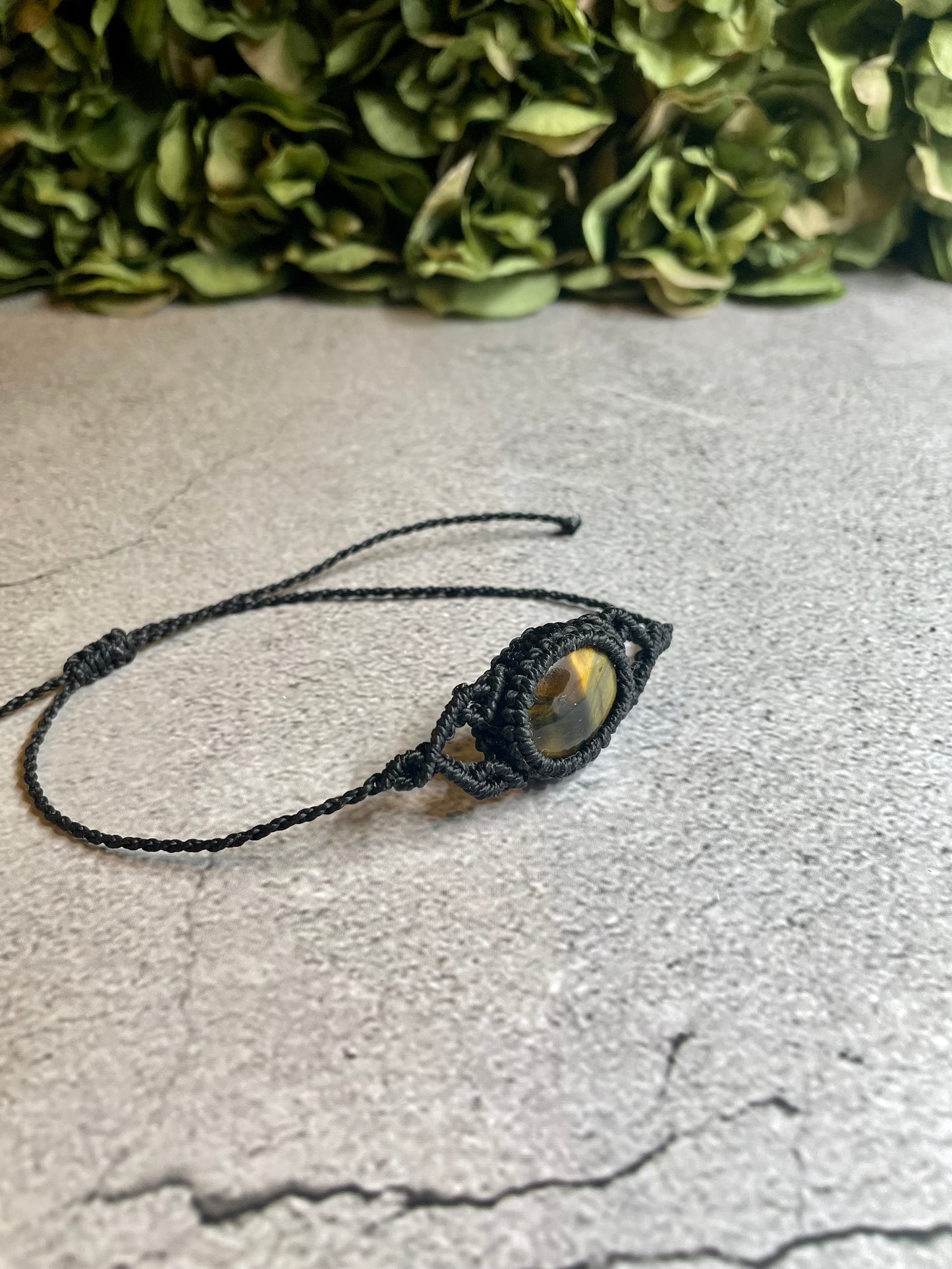 Black Bark | Tiger's Eye Macrame Bracelet