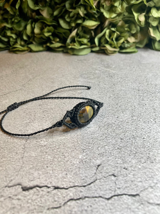 Black Bark | Tiger's Eye Macrame Bracelet