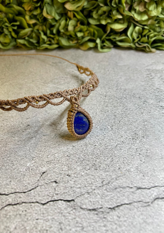 Estella | Lapis Lazuli Macrame Necklace