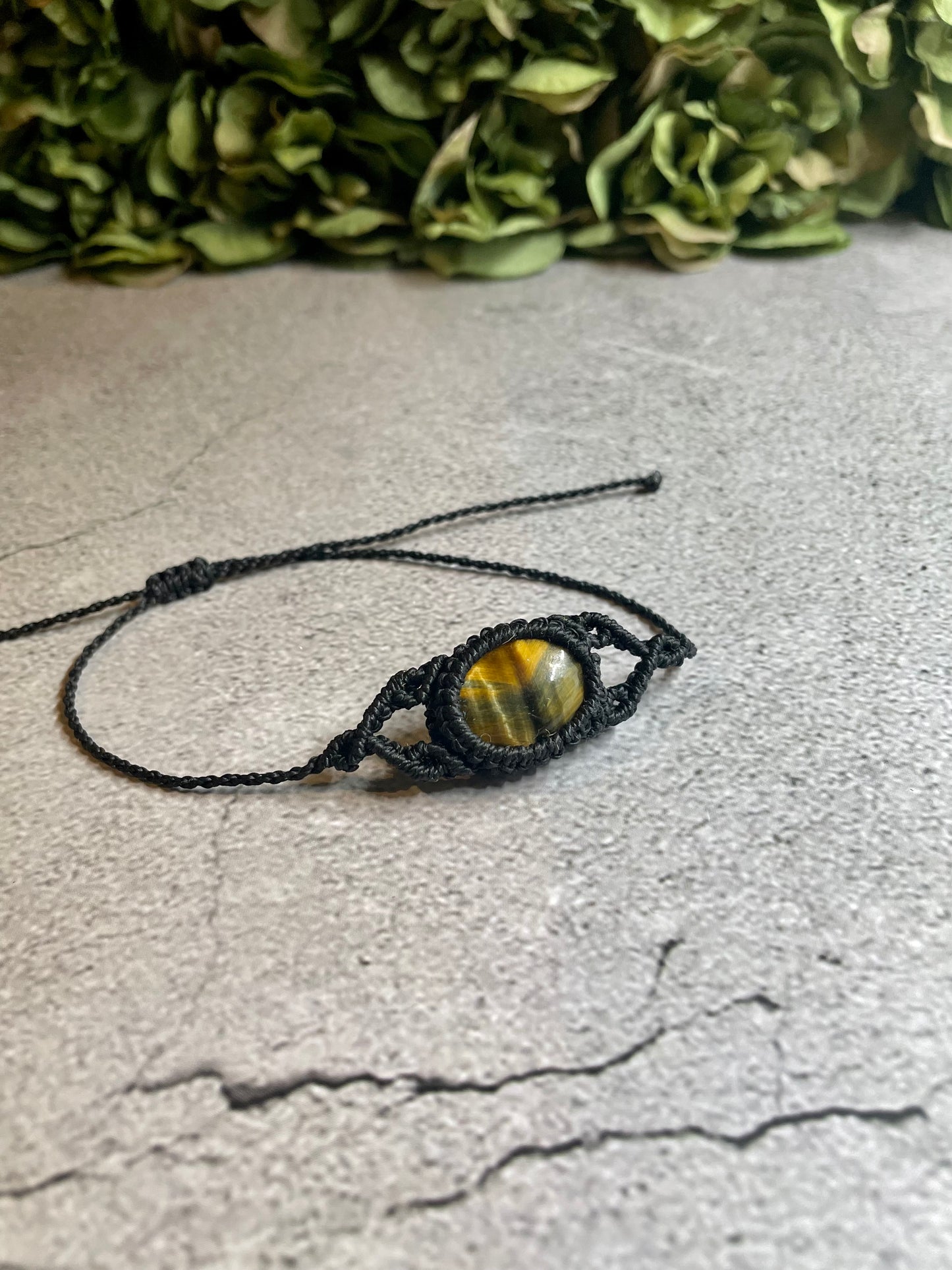 Black Bark | Tiger's Eye Macrame Bracelet