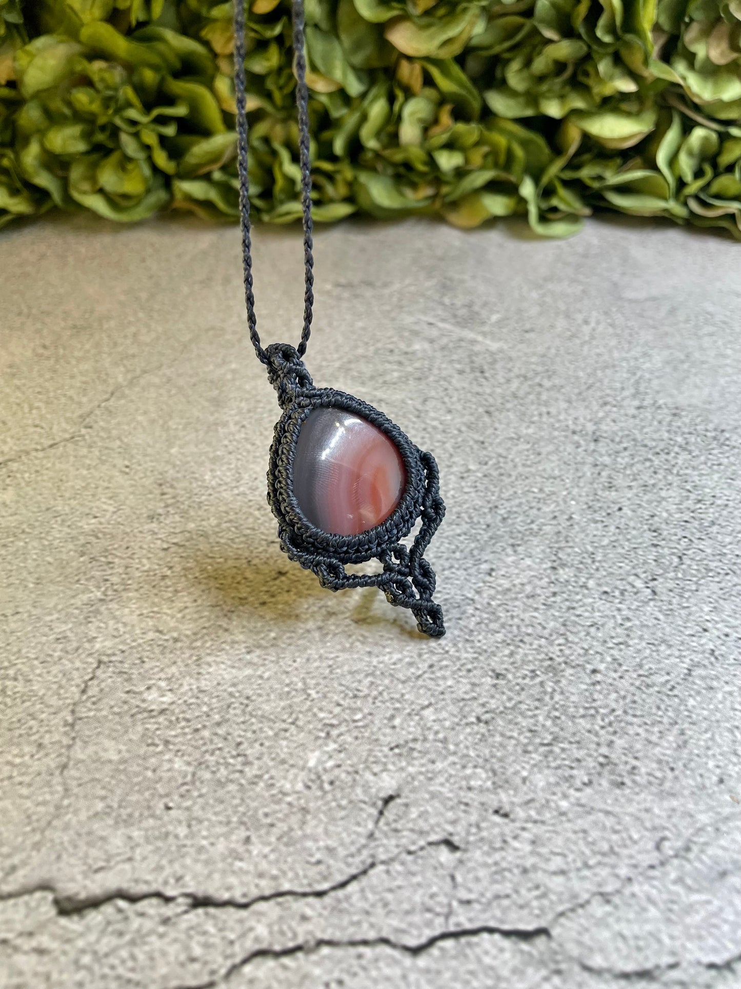 Amara | Botswana Agate Macrame Necklace