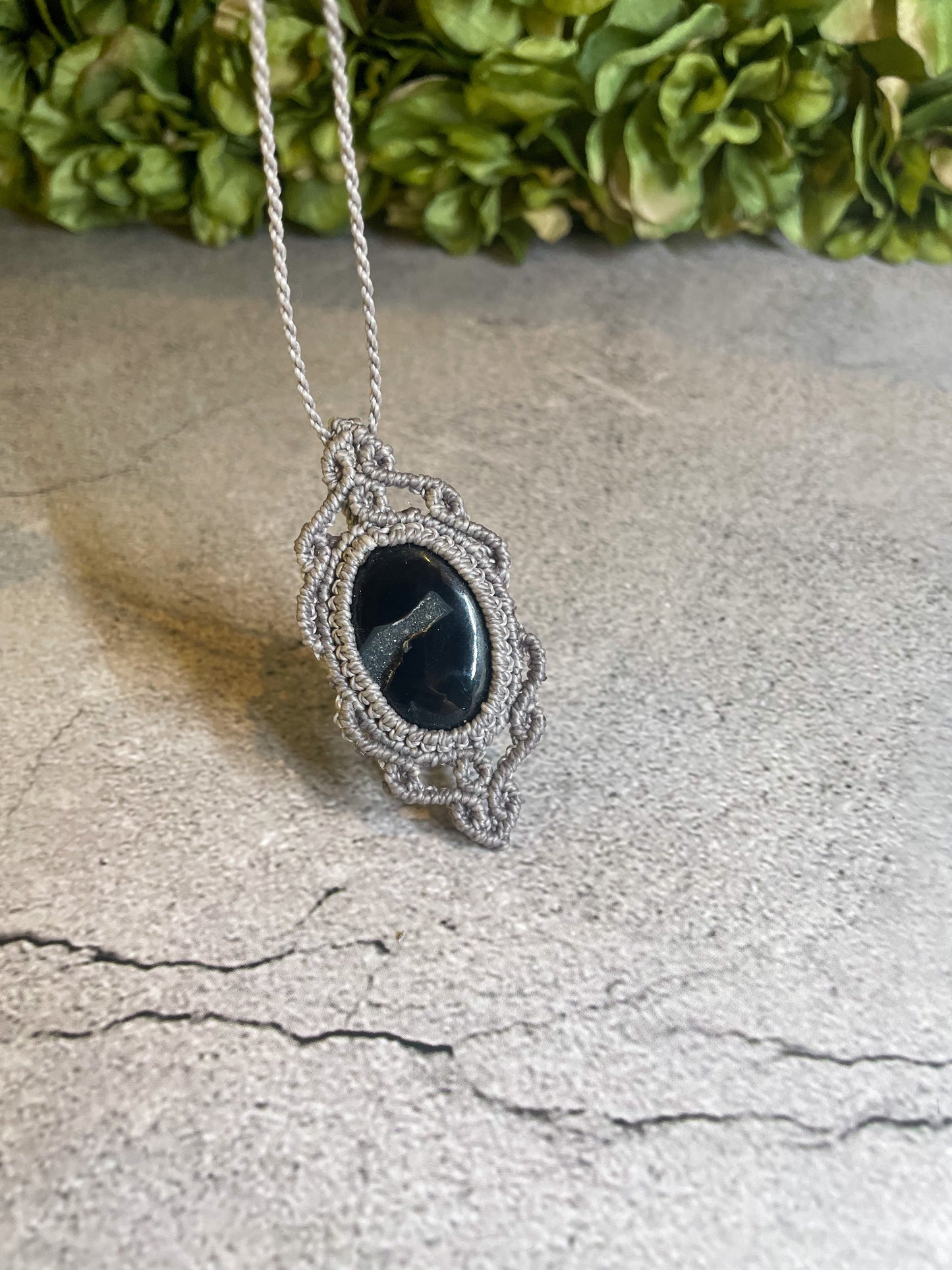 Destiny | Druzy Onyx Macrame Necklace