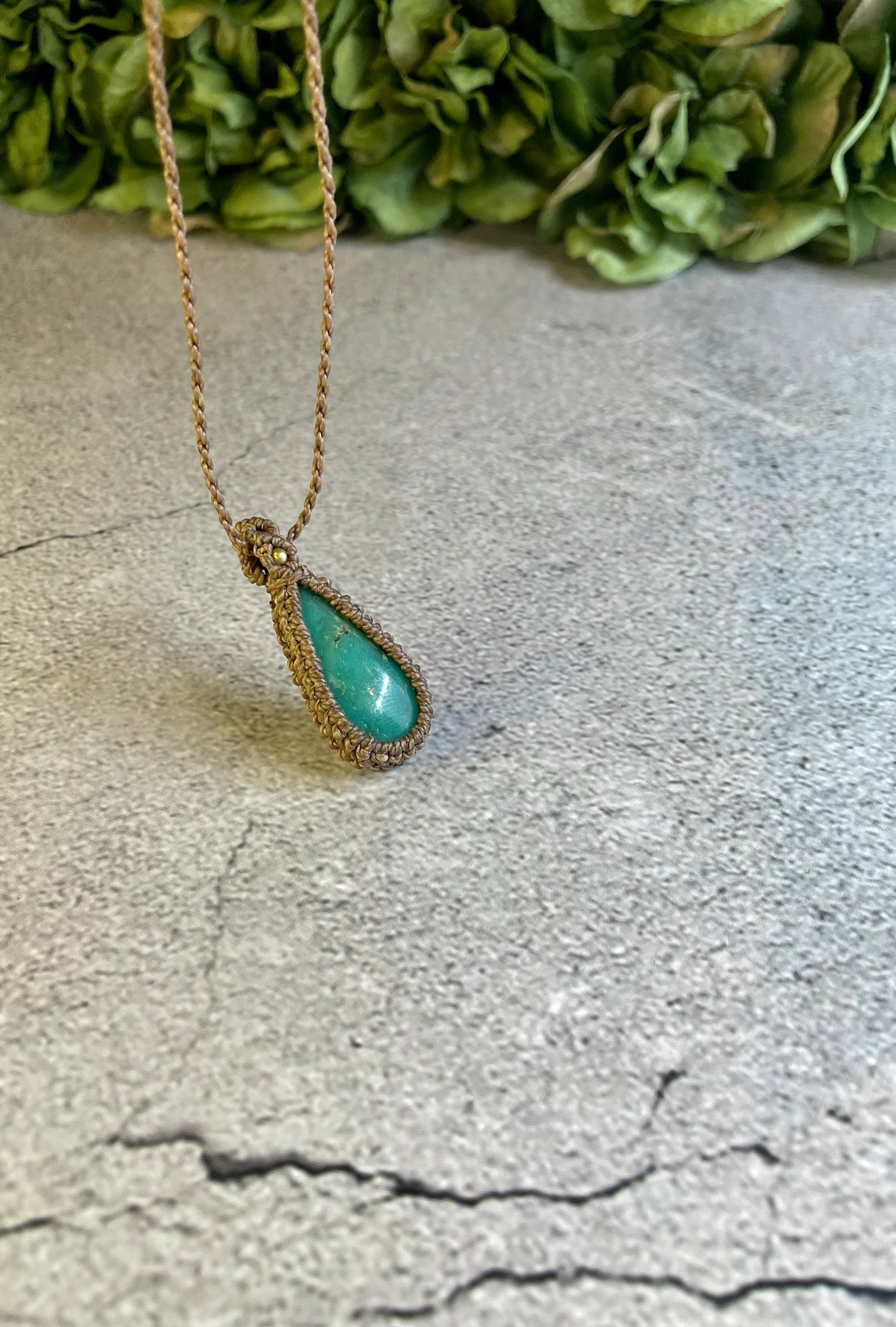 Riverstone | Chrysoprase Macrame Necklace
