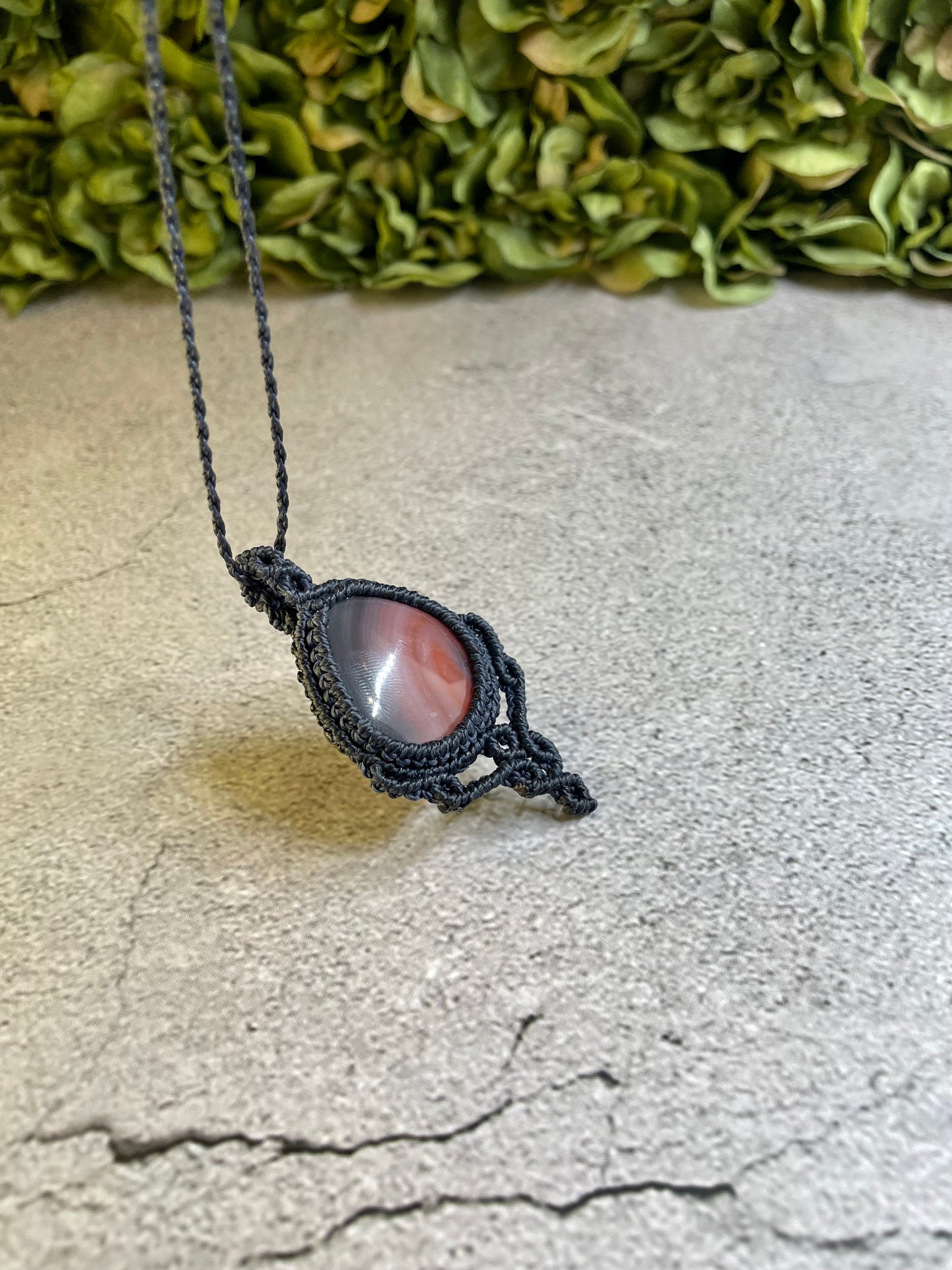 Amara | Botswana Agate Macrame Necklace