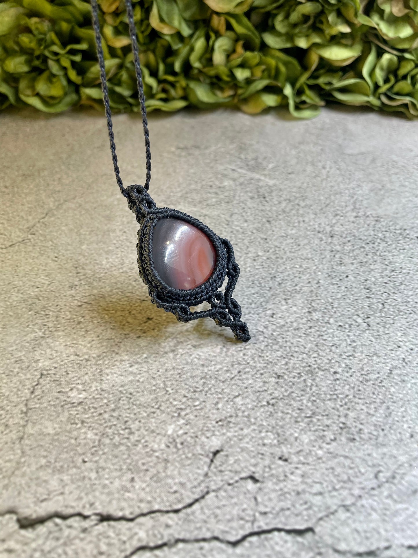 Amara | Botswana Agate Macrame Necklace