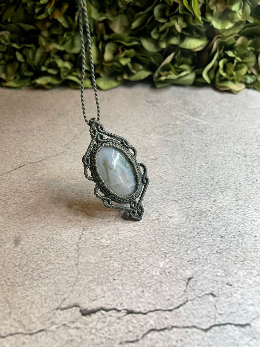 Fern | Moss Agate Macrame Necklace