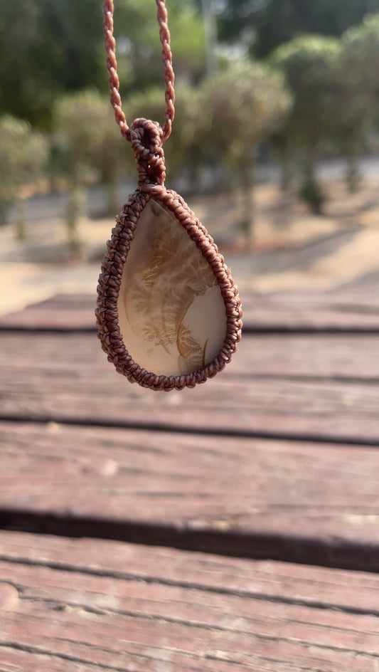 Wild as Roots | Dendritic Tree Agate Macrame Necklace