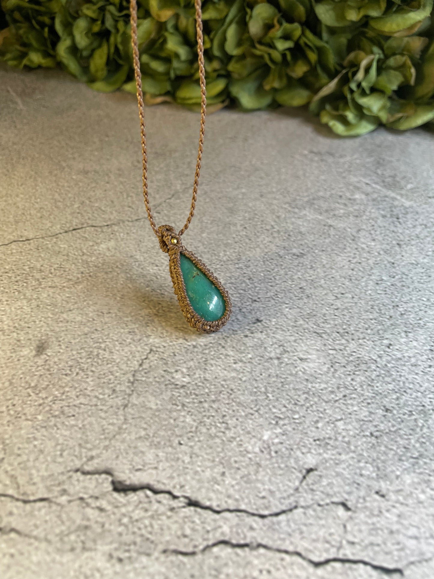 Riverstone | Chrysoprase Macrame Necklace