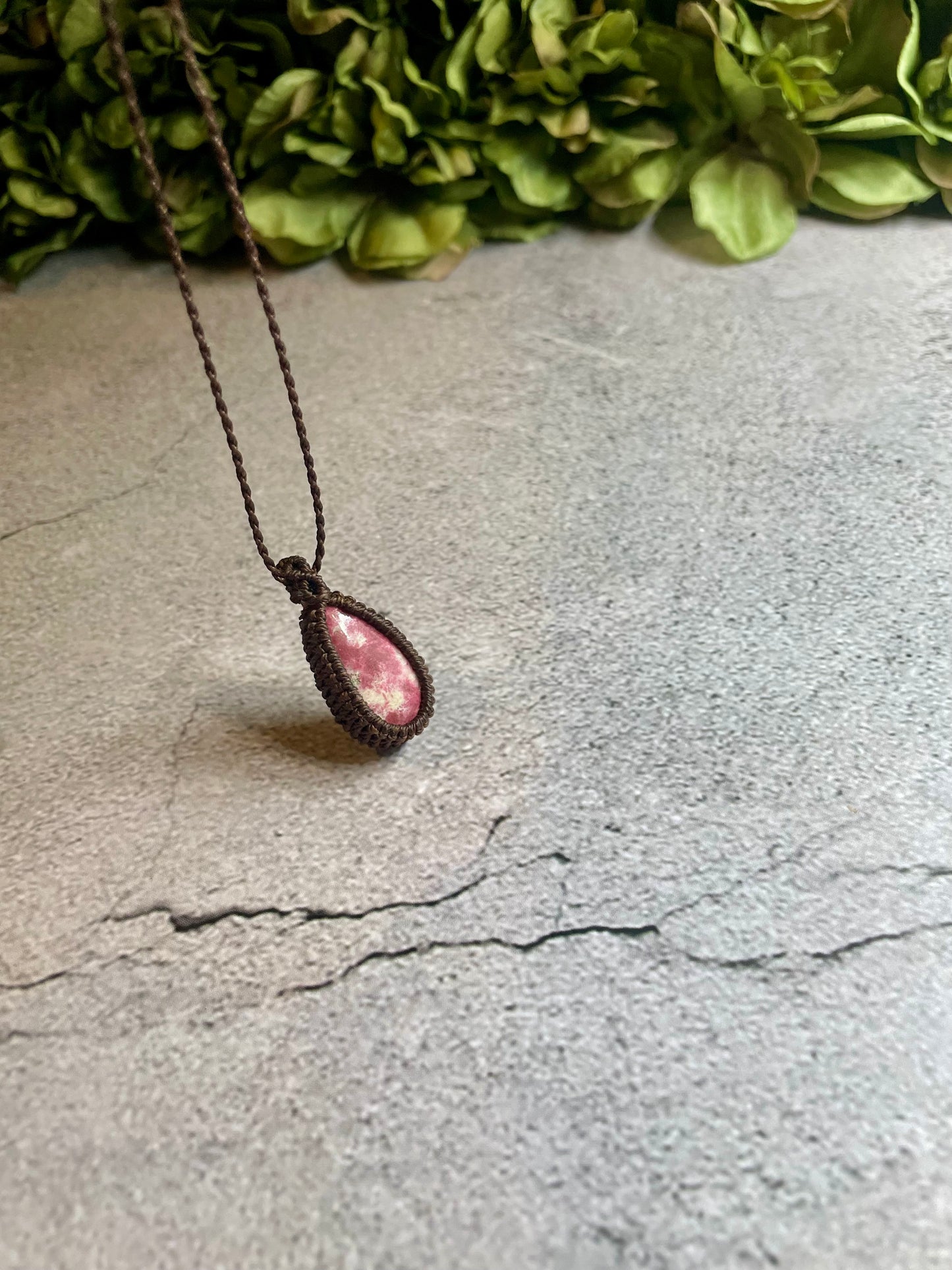 Wild Petal | Thulite Macrame Necklace