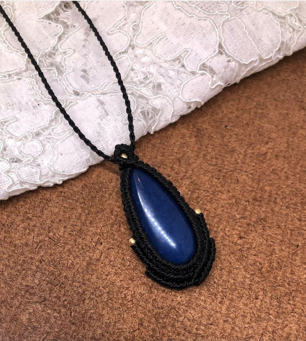 Macrame Waterdrop Stone Necklace (Artificial Stone)