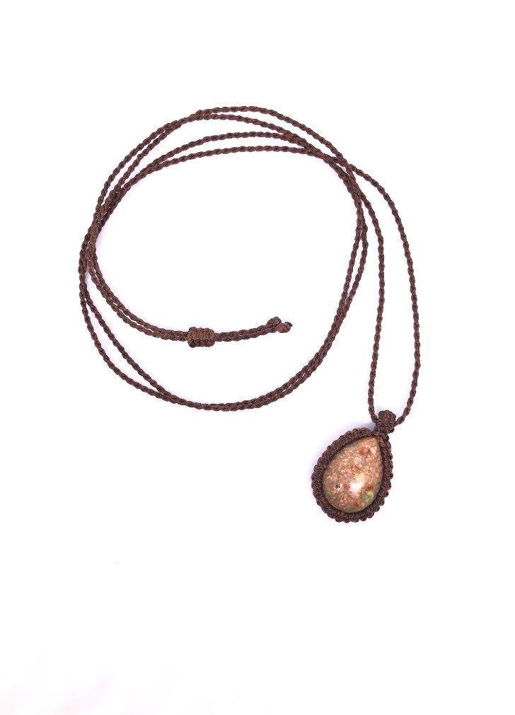 Macrame Sandy Stone Necklace (Artificial Stone)
