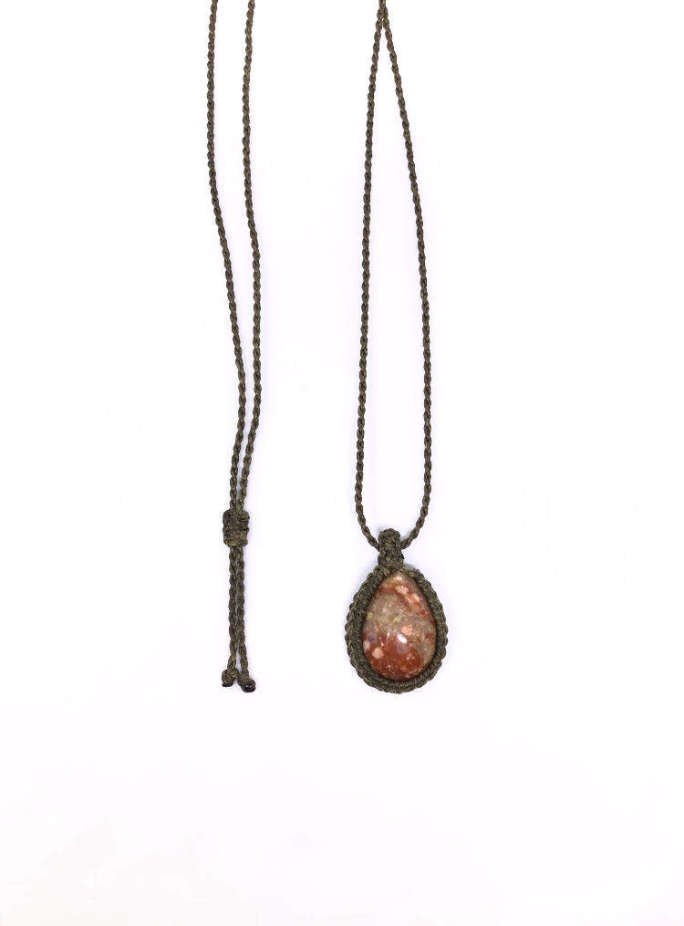 Macrame Sandy Stone Necklace (Artificial Stone)