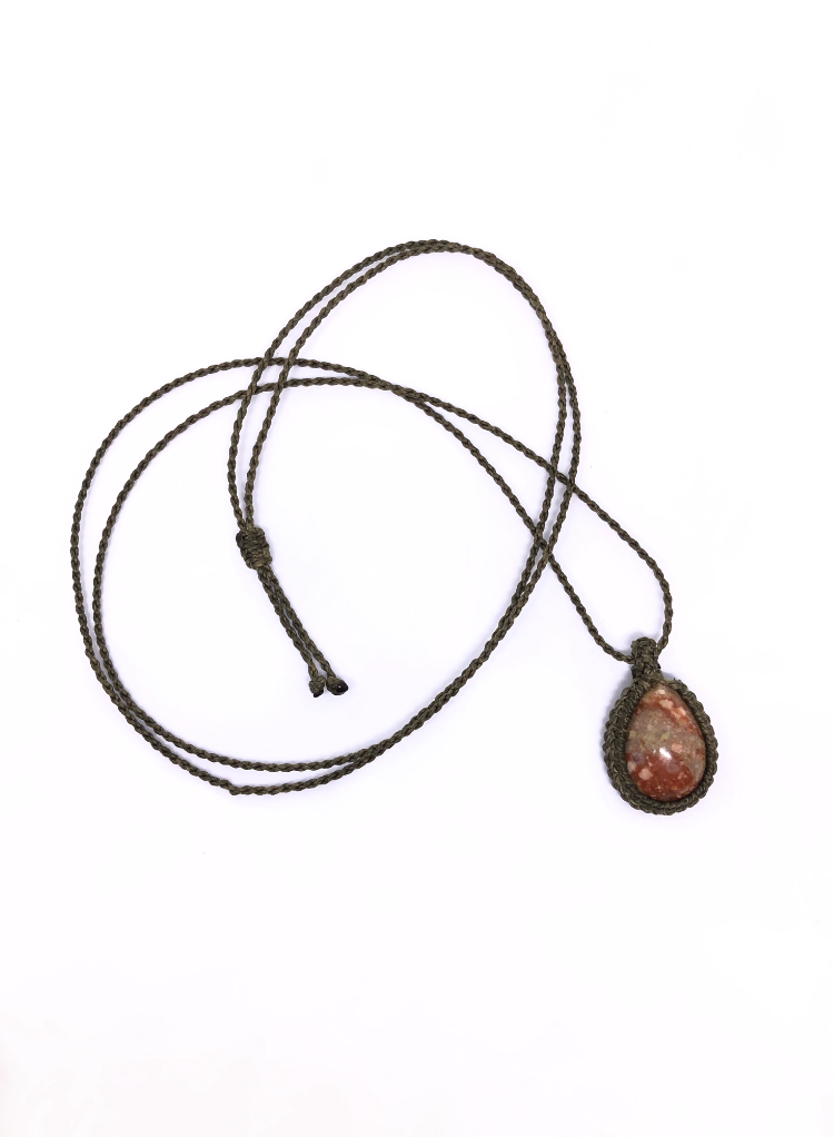 Macrame Sandy Stone Necklace (Artificial Stone)