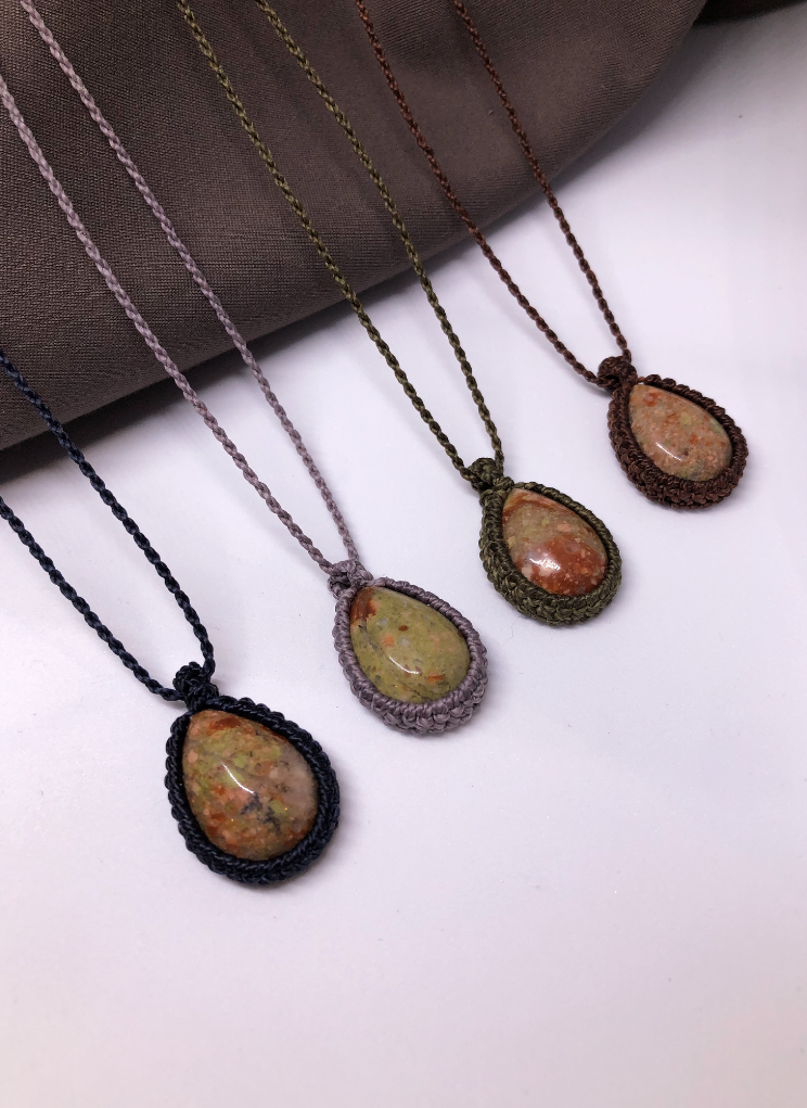 Macrame Sandy Stone Necklace (Artificial Stone)