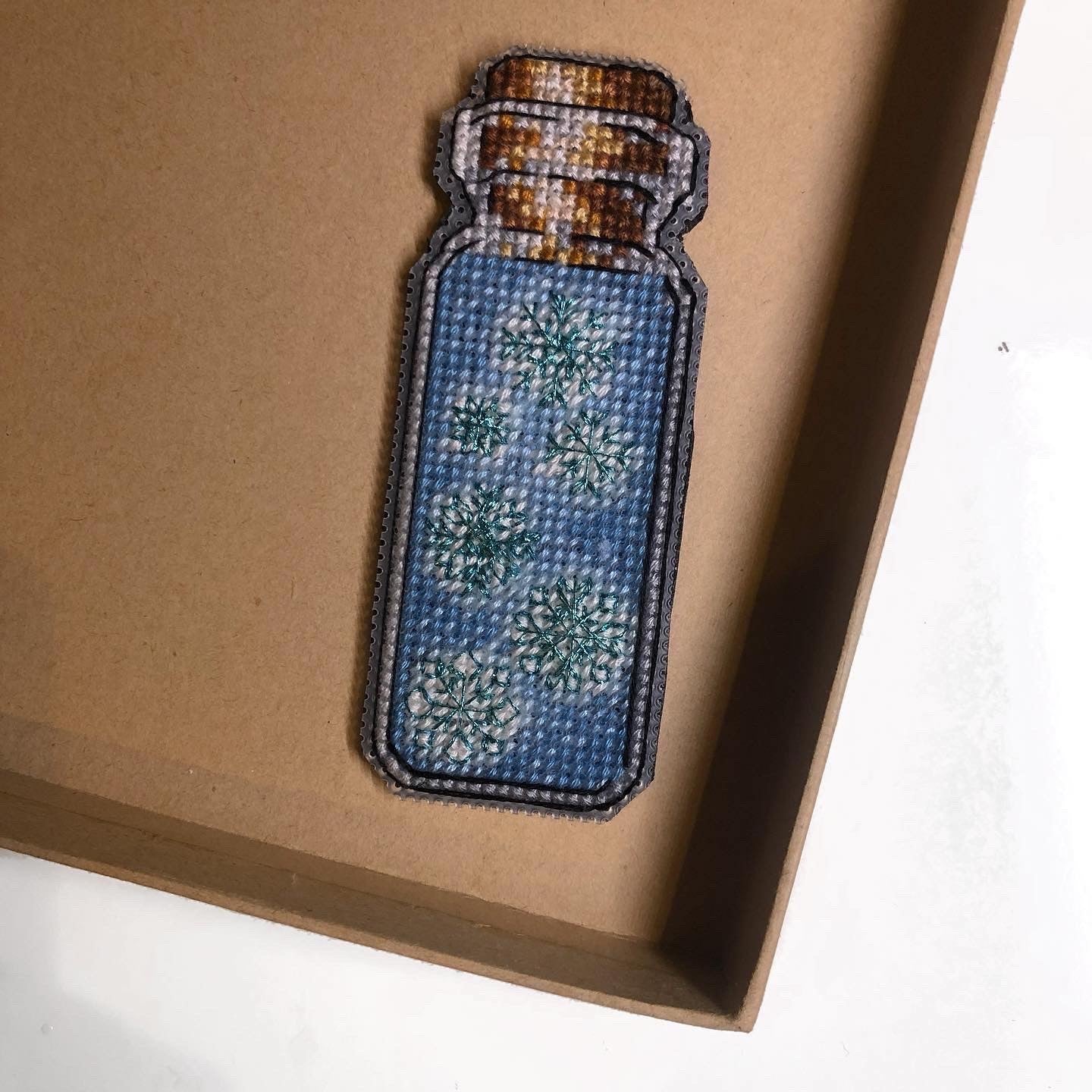 Snowflakes Magic Jar Cross Stitch Magnet