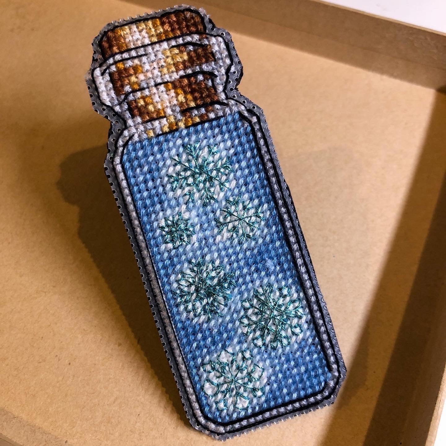 Snowflakes Magic Jar Cross Stitch Magnet
