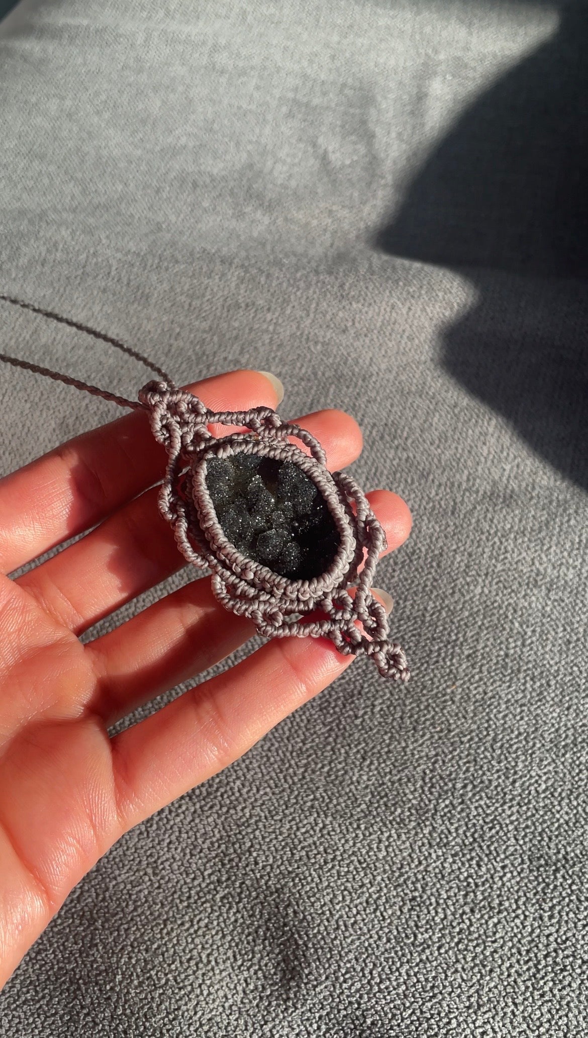 Selah | Gray Amethyst Macrame Necklace