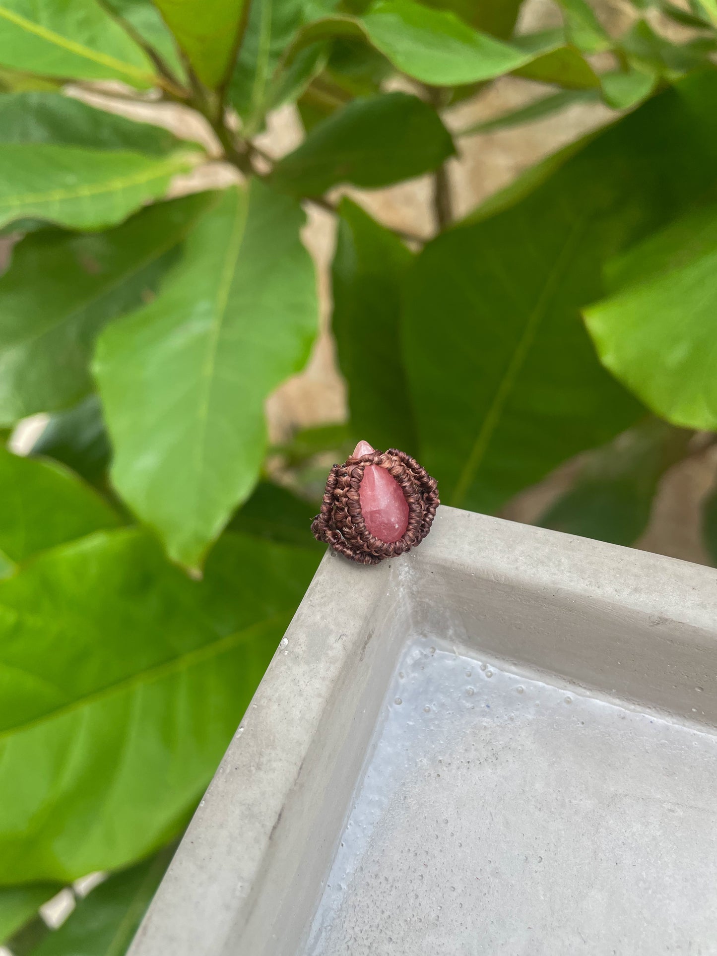 Travel Collection: Cherry Blossom | Rhodocrosite Macrame Ring