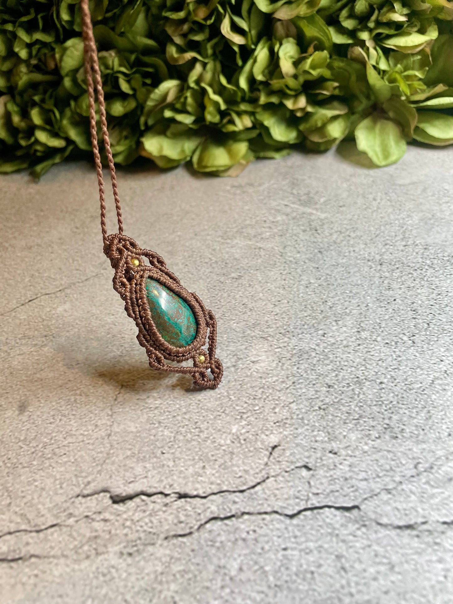 Hazel | Chrysocolla Macrame Necklace