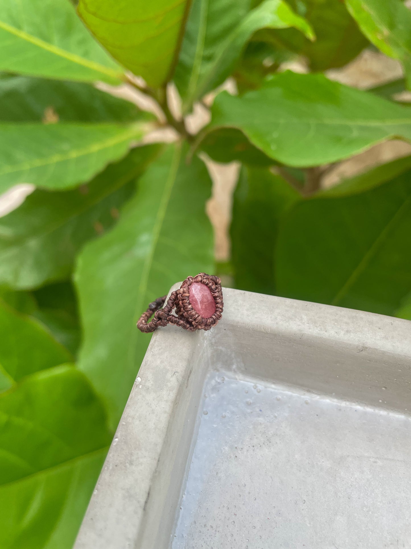 Travel Collection: Cherry Blossom | Rhodocrosite Macrame Ring