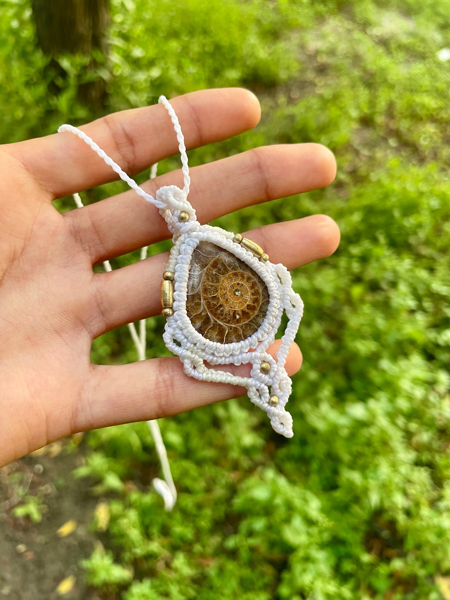 Lina | Ammonite Macrame Necklace