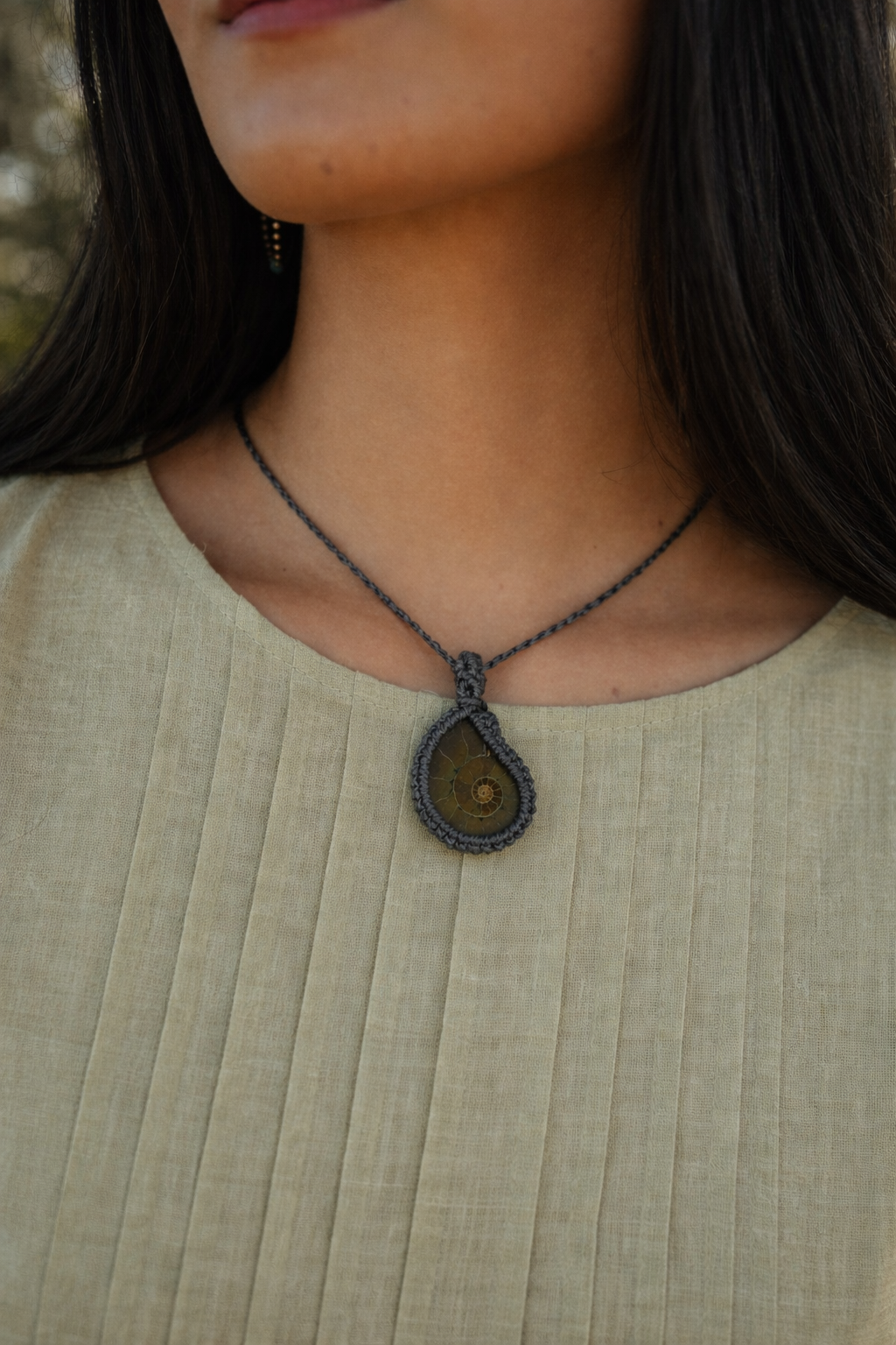 Mara | Ammonite Macrame Necklace