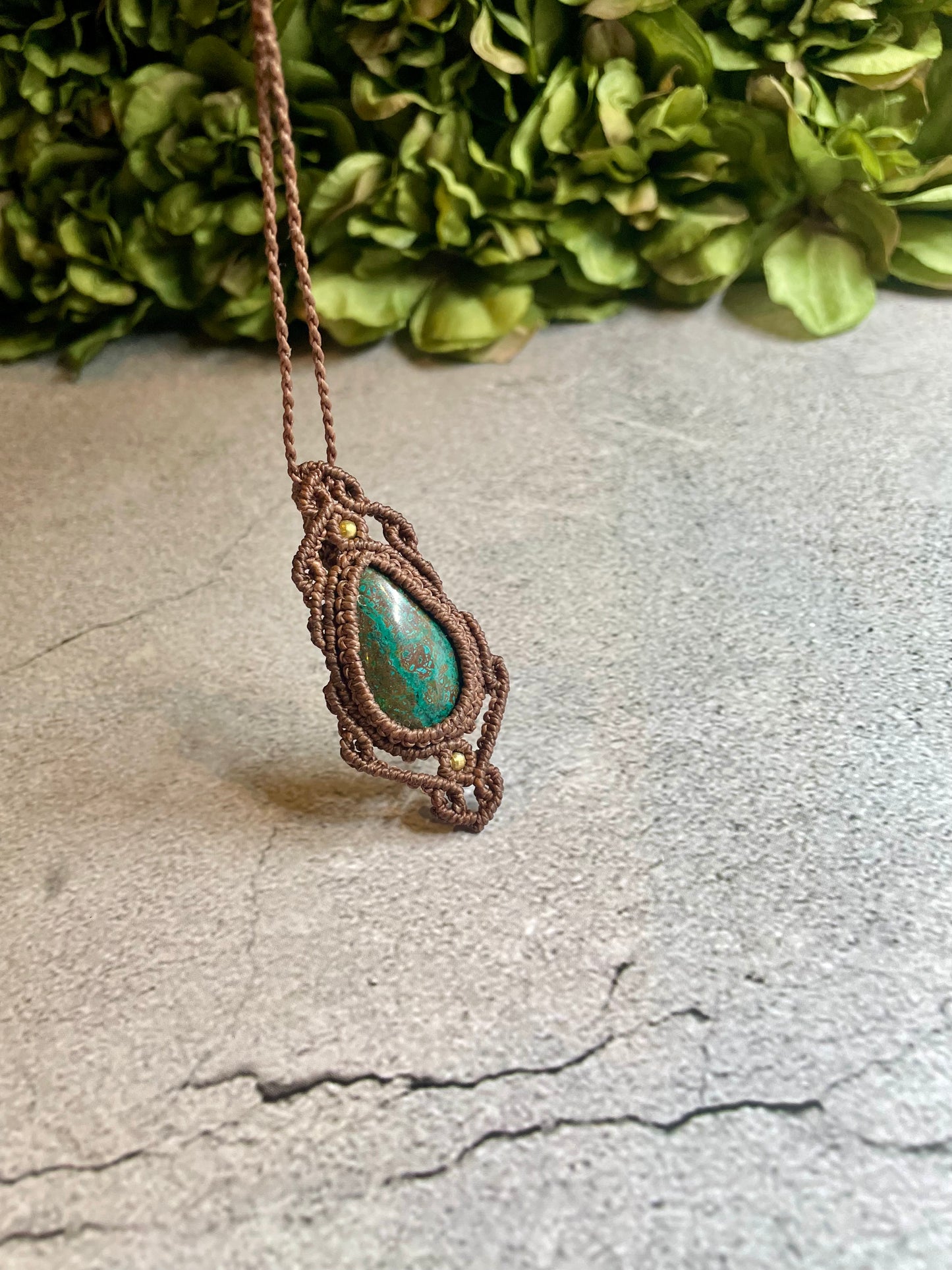 Hazel | Chrysocolla Macrame Necklace