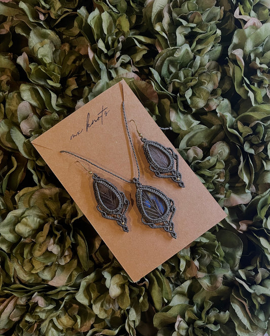 Sylvara Set | Labradorite Macrame Necklace & Earrings