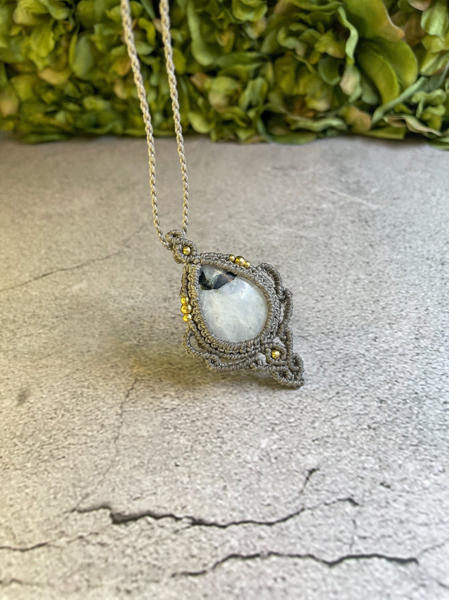 Misty Clouds | Moonstone Macrame Necklace