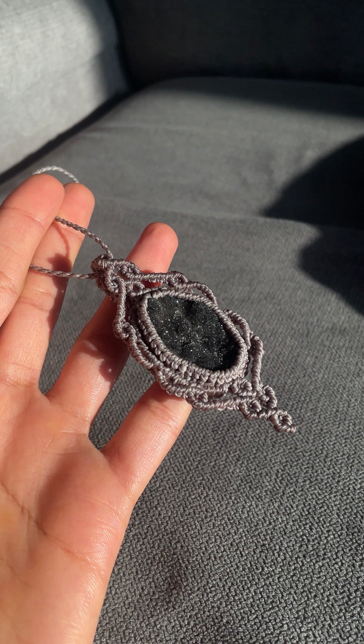 Selah | Gray Amethyst Macrame Necklace