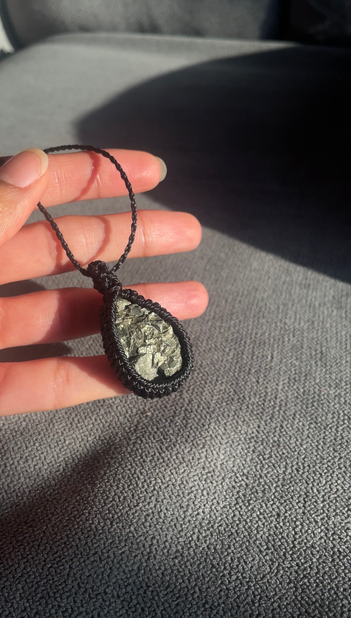 Astra | Pyrite Macrame Necklace