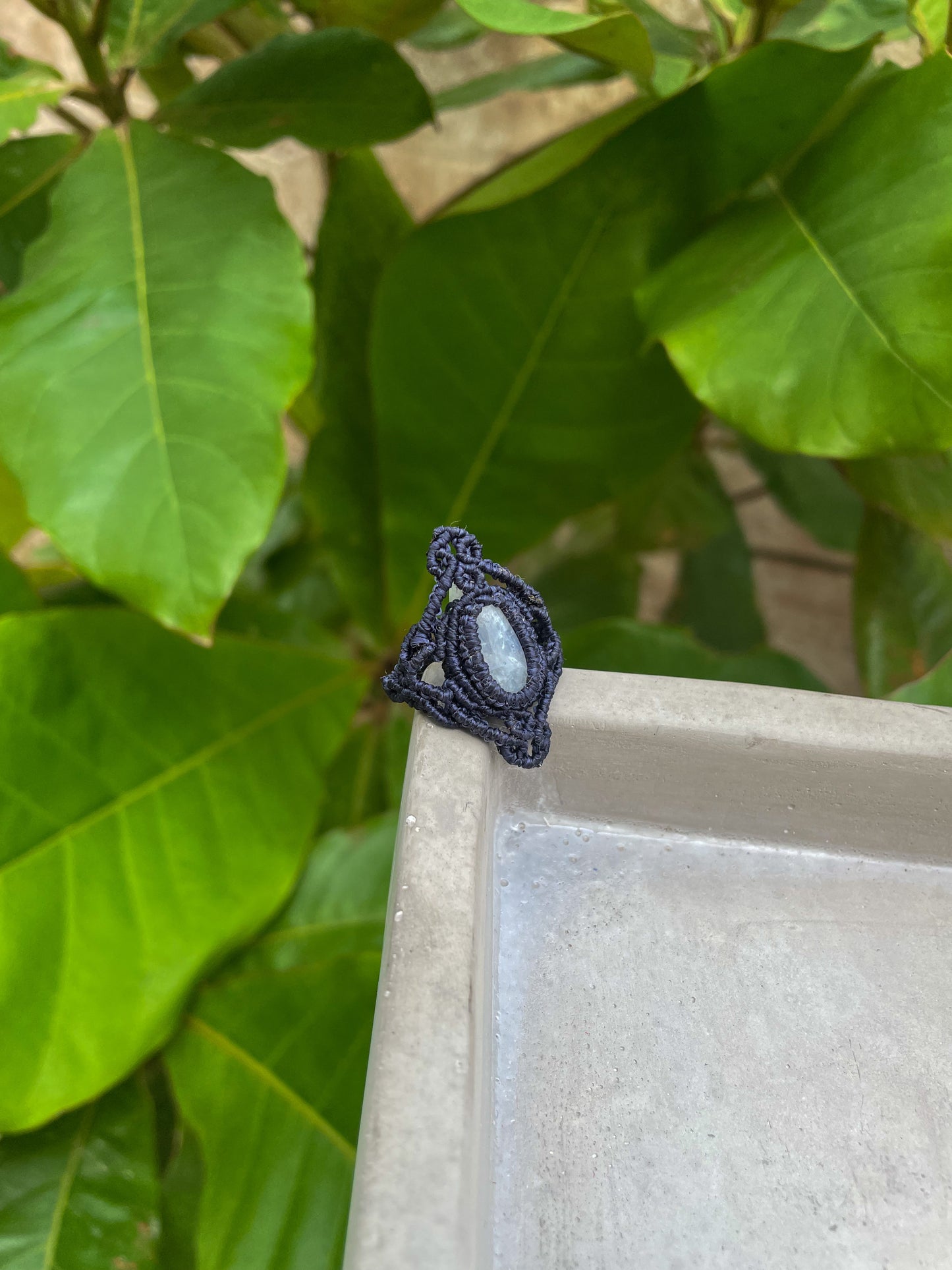 Travel Collection: Lunar | Rainbow Moonstone Macrame Ring