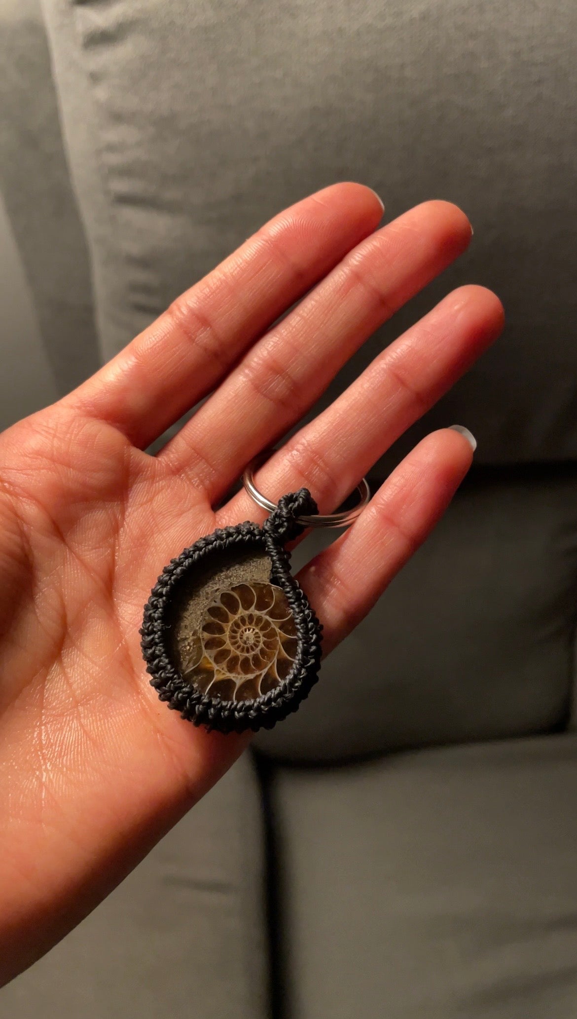 Nyra | Ammonite Macrame Keychain