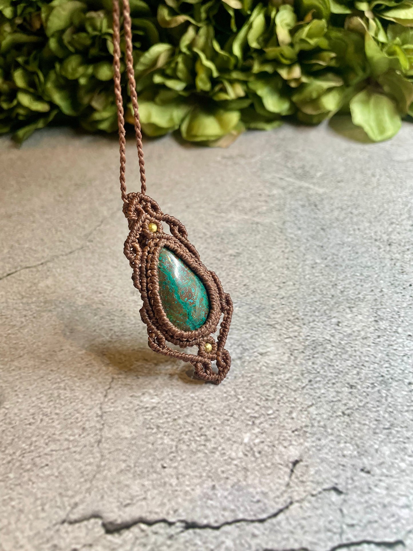 Hazel | Chrysocolla Macrame Necklace