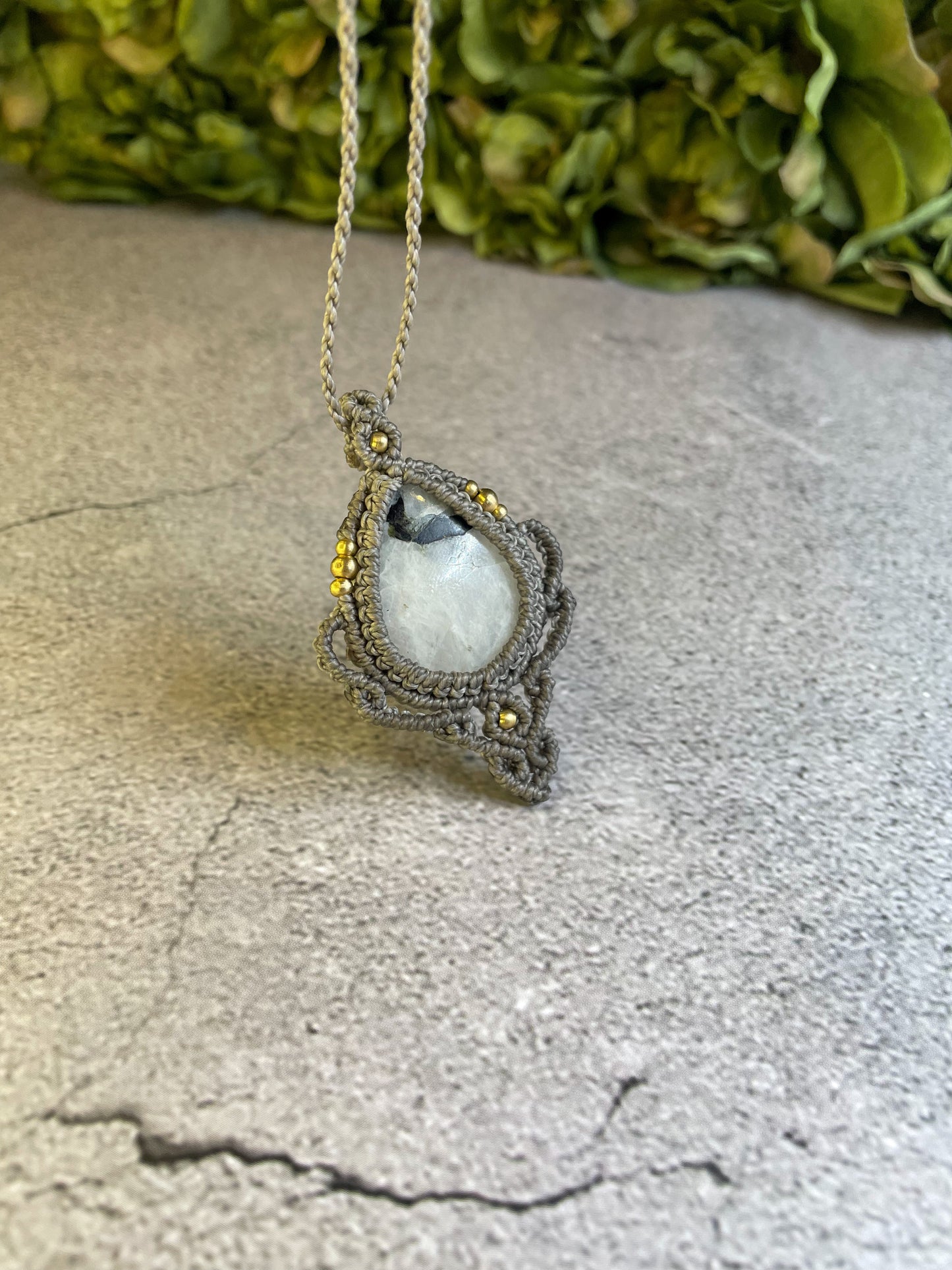 Misty Clouds | Moonstone Macrame Necklace