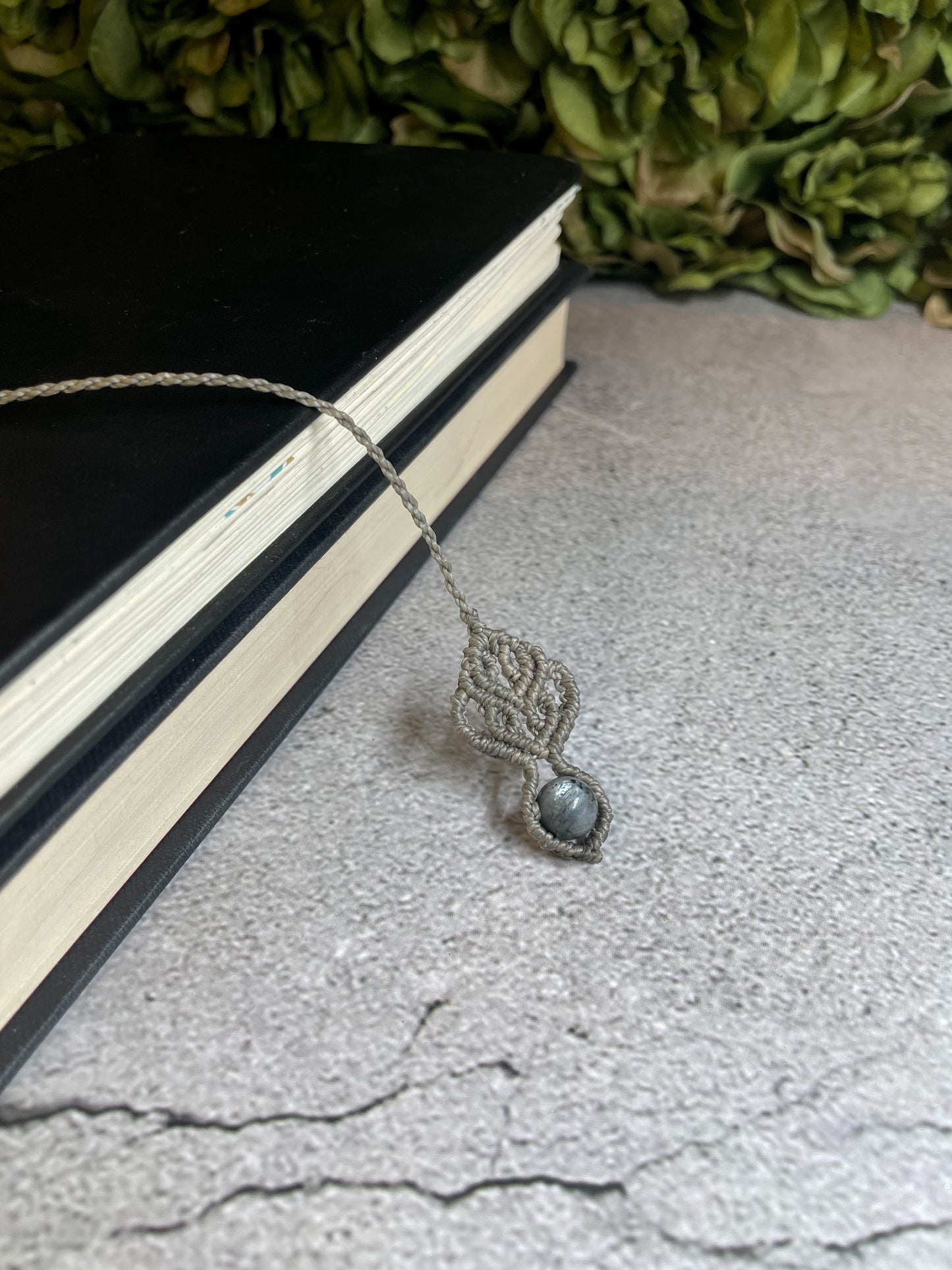 Night’s Tales | Gray Labradorite Macrame Bookmarks