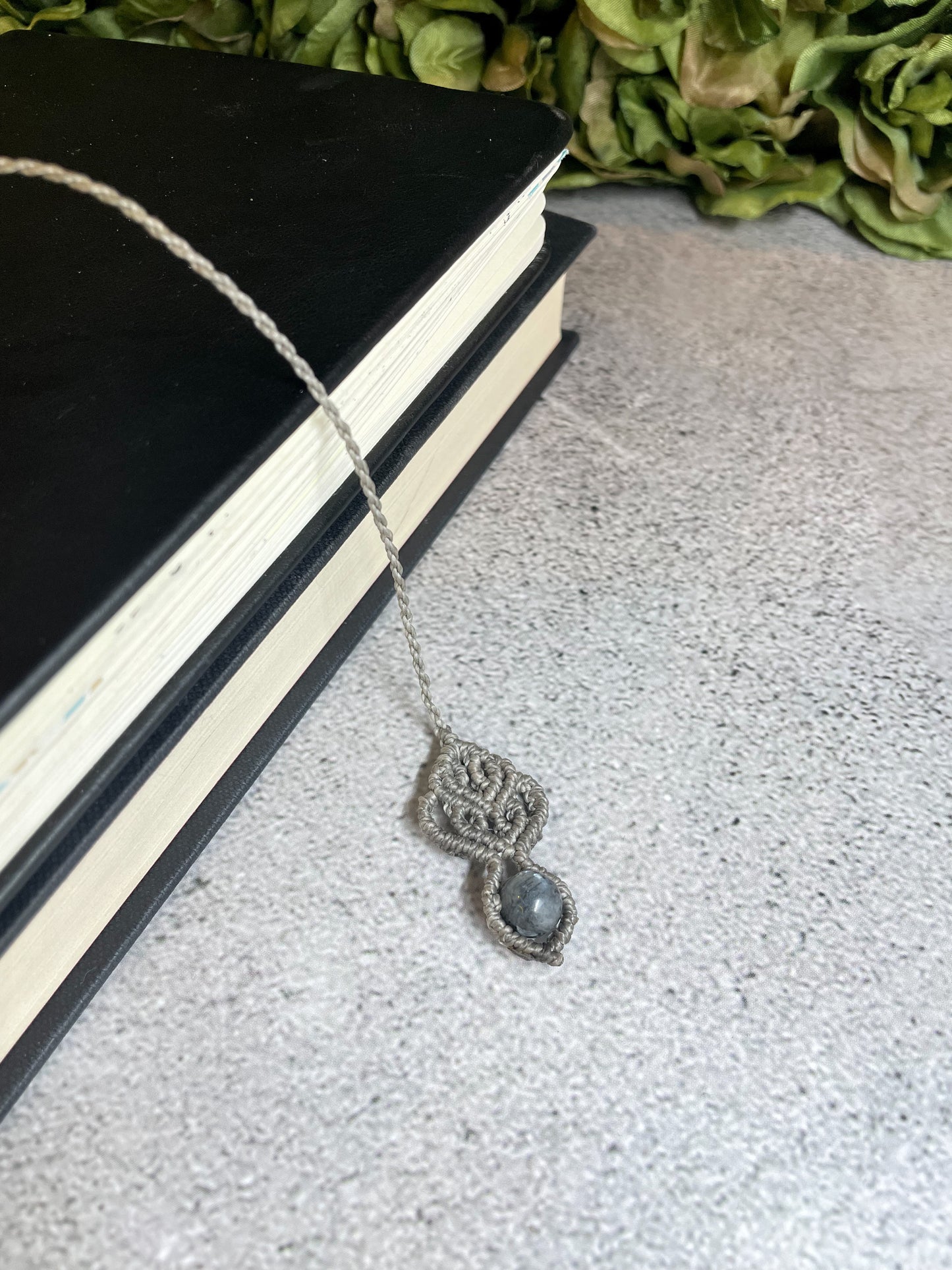 Night’s Tales | Gray Labradorite Macrame Bookmarks