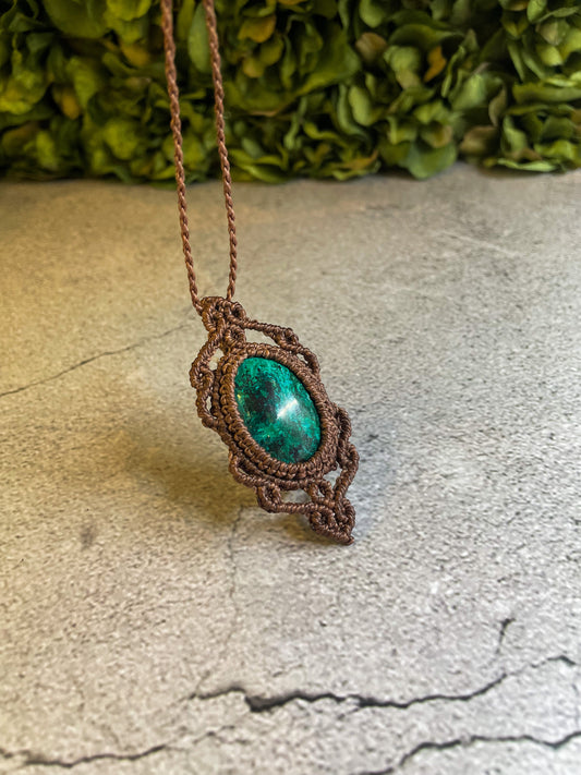 Olivia | Chrysocolla Macrame Necklace