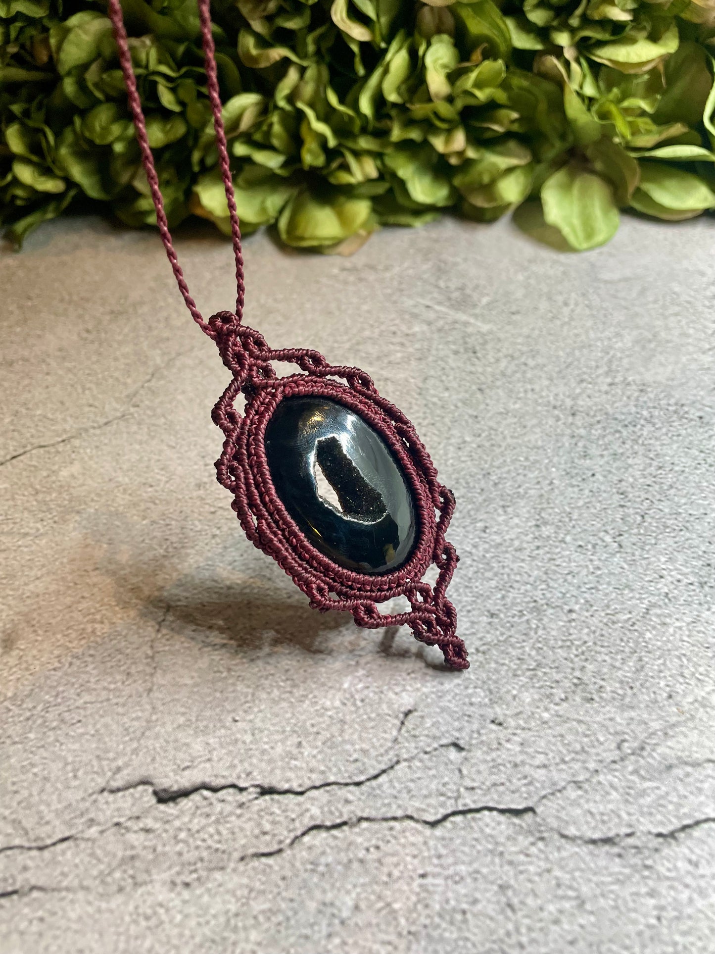 Crimson | Druzy Onyx Macrame Necklace