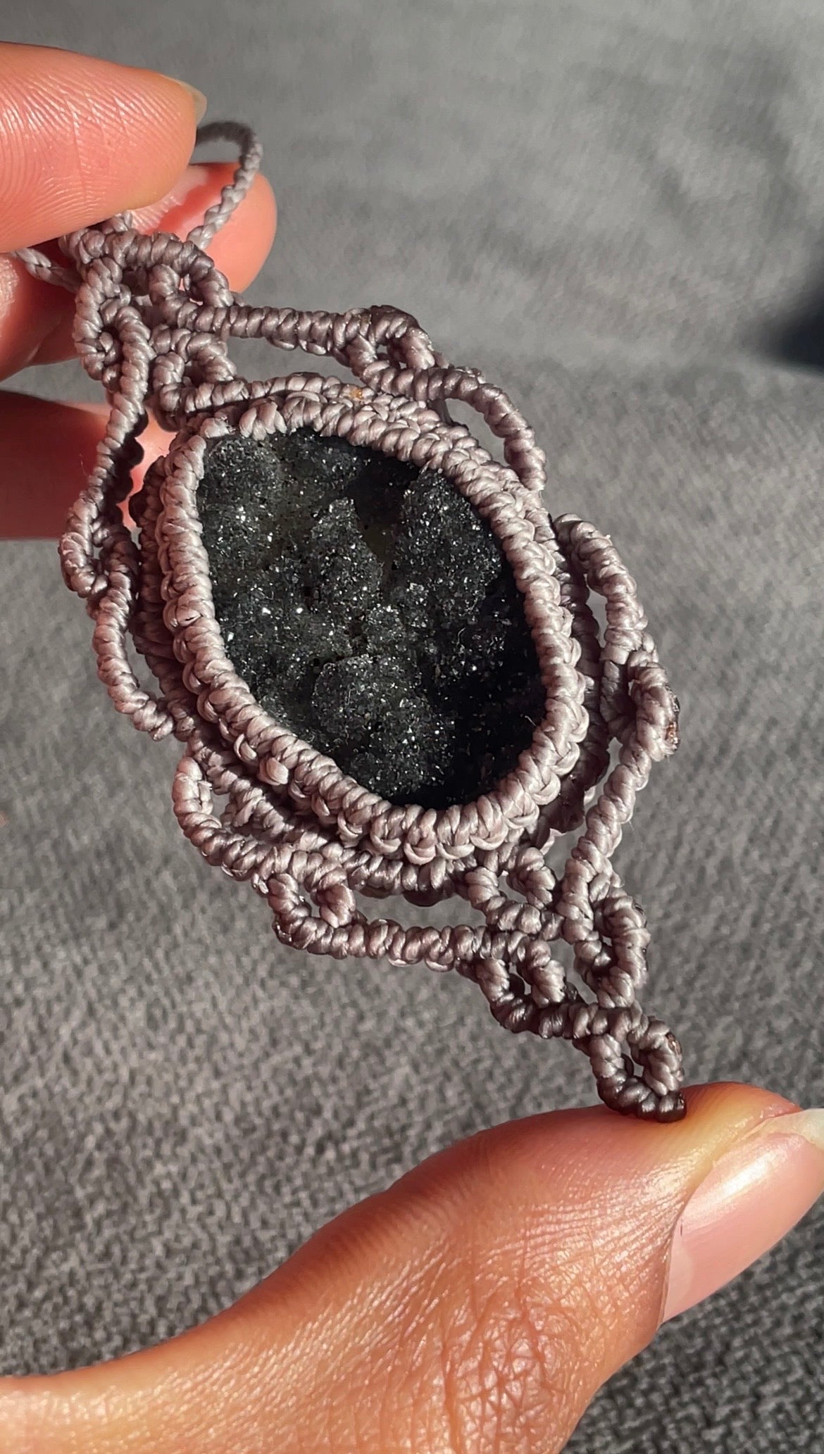 Selah | Gray Amethyst Macrame Necklace
